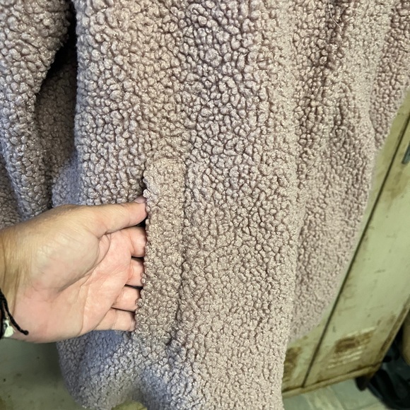 Stoosh Mauve Lined Sherpa Teddy Bear Coat Size L - Picture 2 of 8